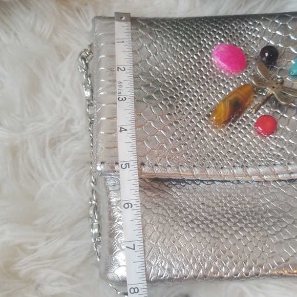 Silver Metallic Snakeskin Stamped Large Party Bag - Picture 7 of 8